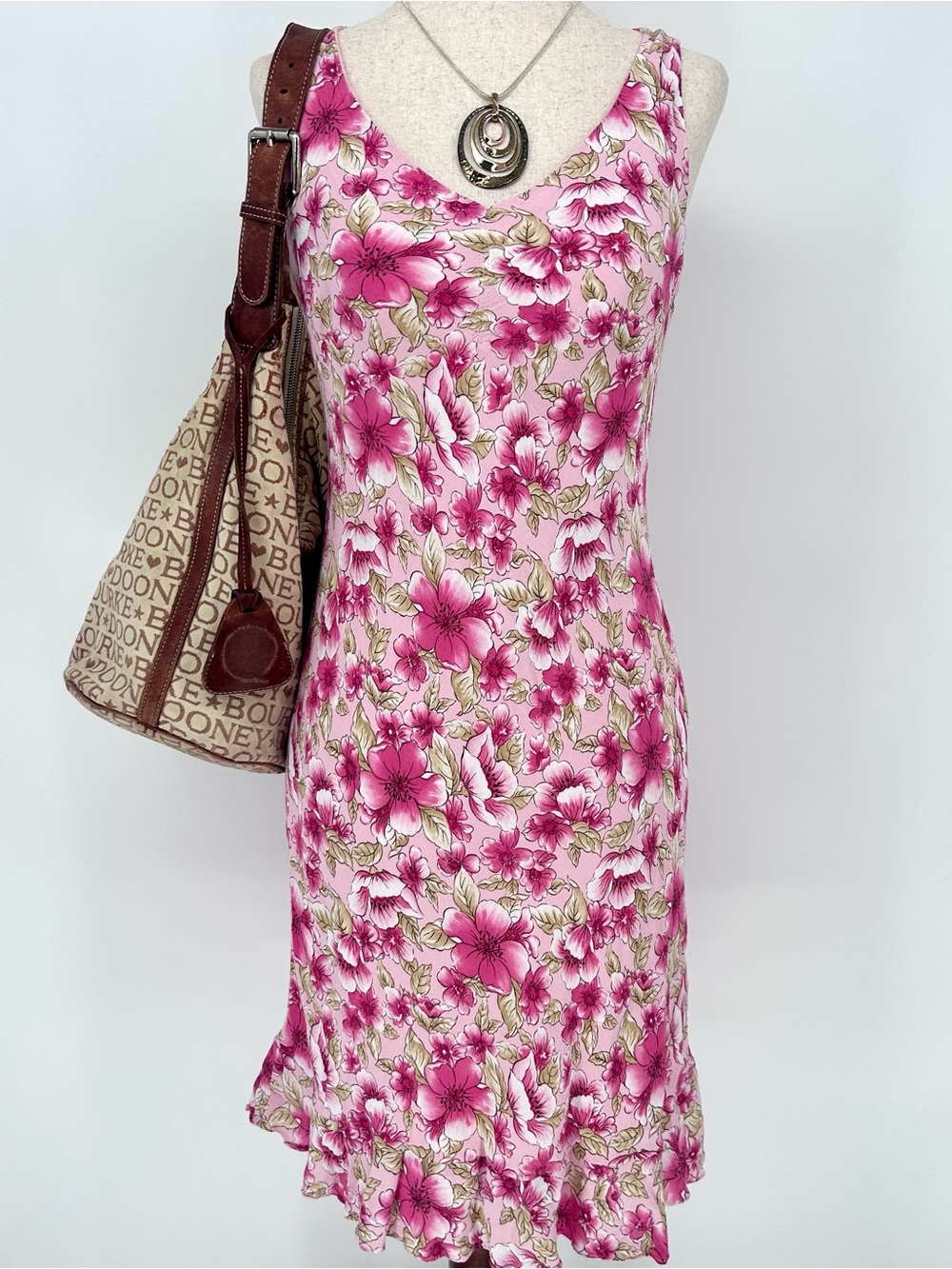 Y2K Fairy Pink Floral Ruffled Midi Dress Cottagecore Coquette Ann Taylor Loft